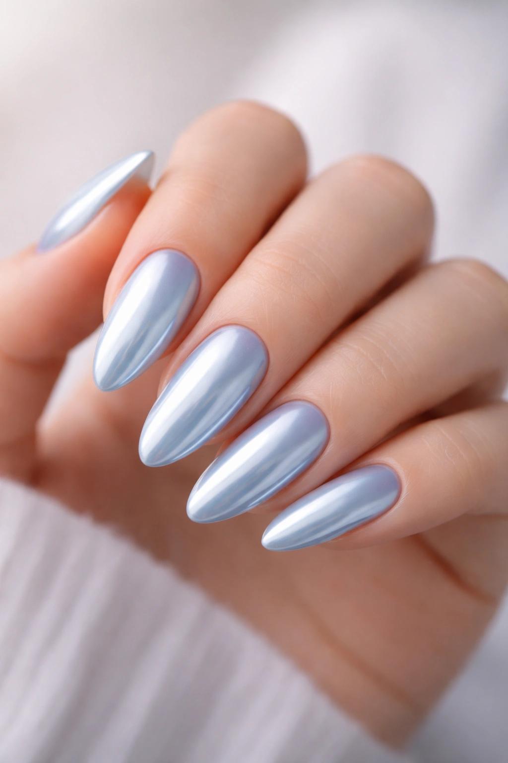 Baby blue pop star inspired nails