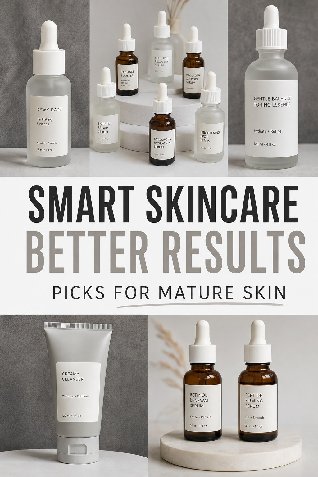 Serums, droppers and cleanser laid out as smart skincare picks among moisturizers over 50