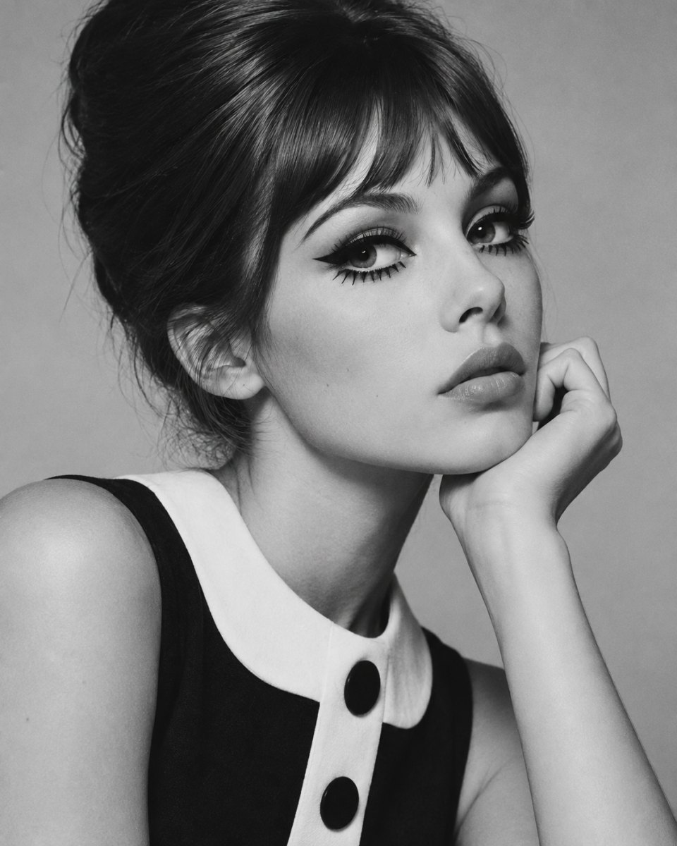 Black white mod makeup contrast