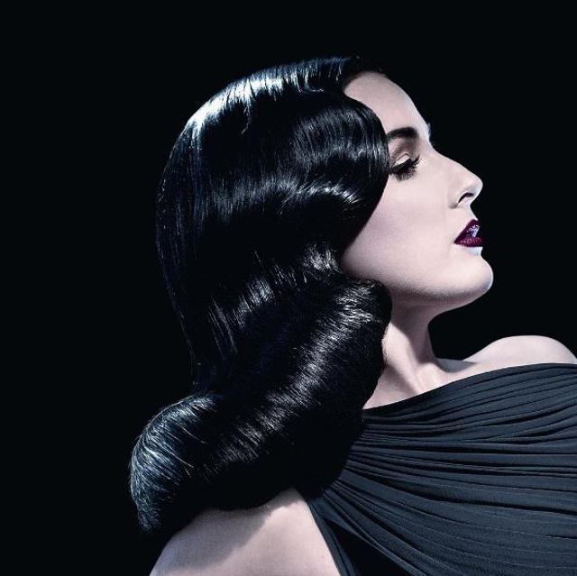 Black deep side part old hollywood waves with dramatic finish