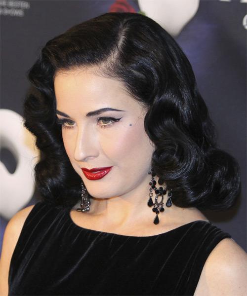 Black hair pin up waves glamour