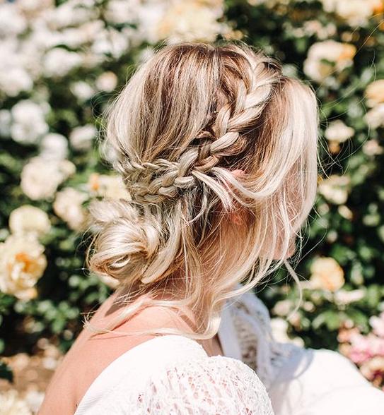 Boho braided updo with relaxed texture