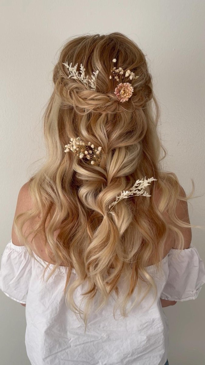 Boho half-up half-down hairstyle