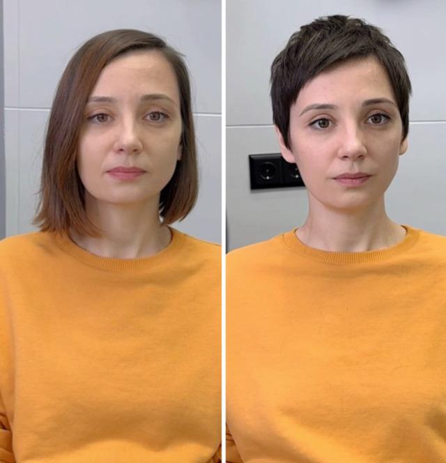 Bold short haircut transformation