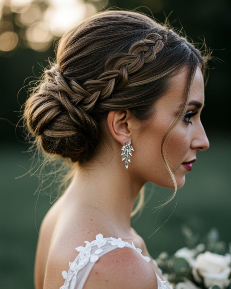 Braided bun bridal hairstyle
