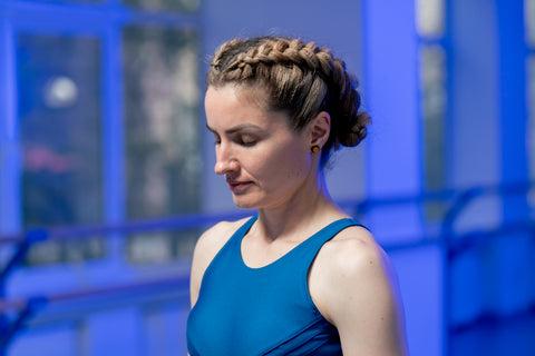 Woman with braided crown hairstyle