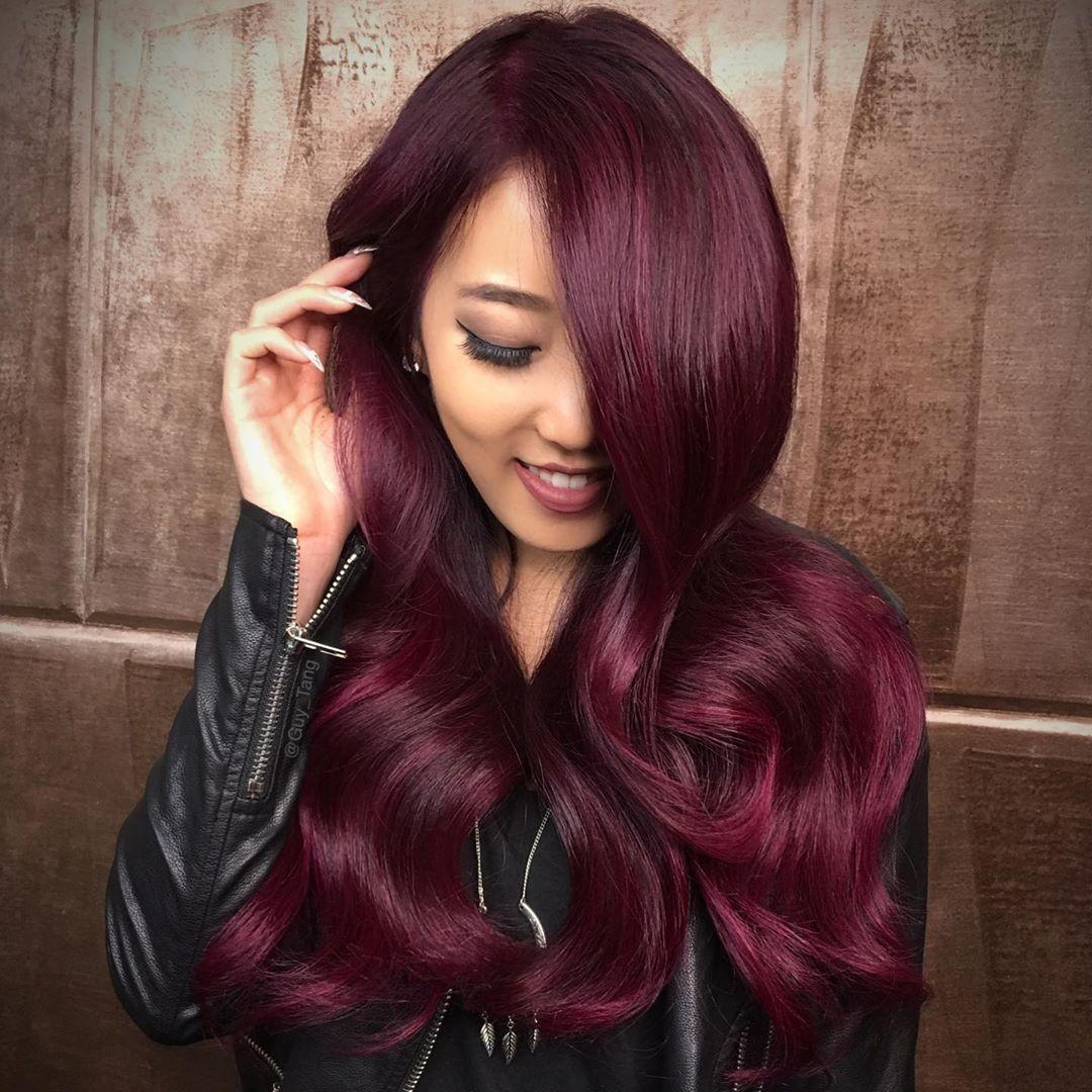 Burgundy red hair style