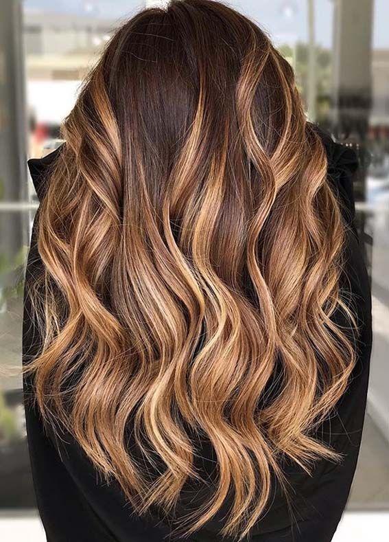 Caramel balayage hair colours