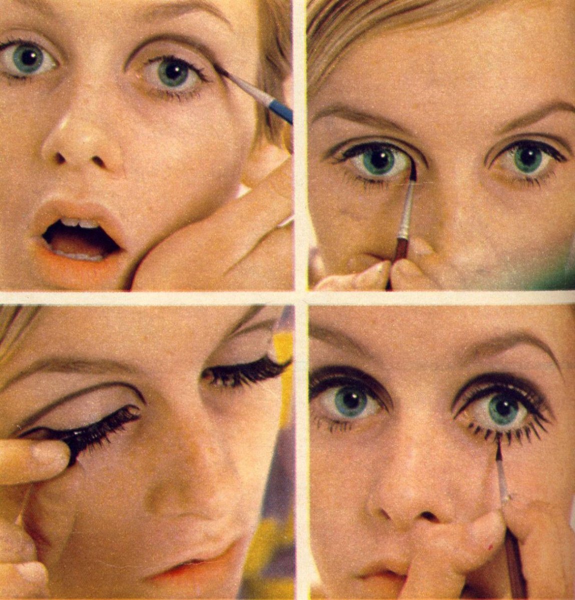 Drawing rounded dark crease line on vintage eye makeup