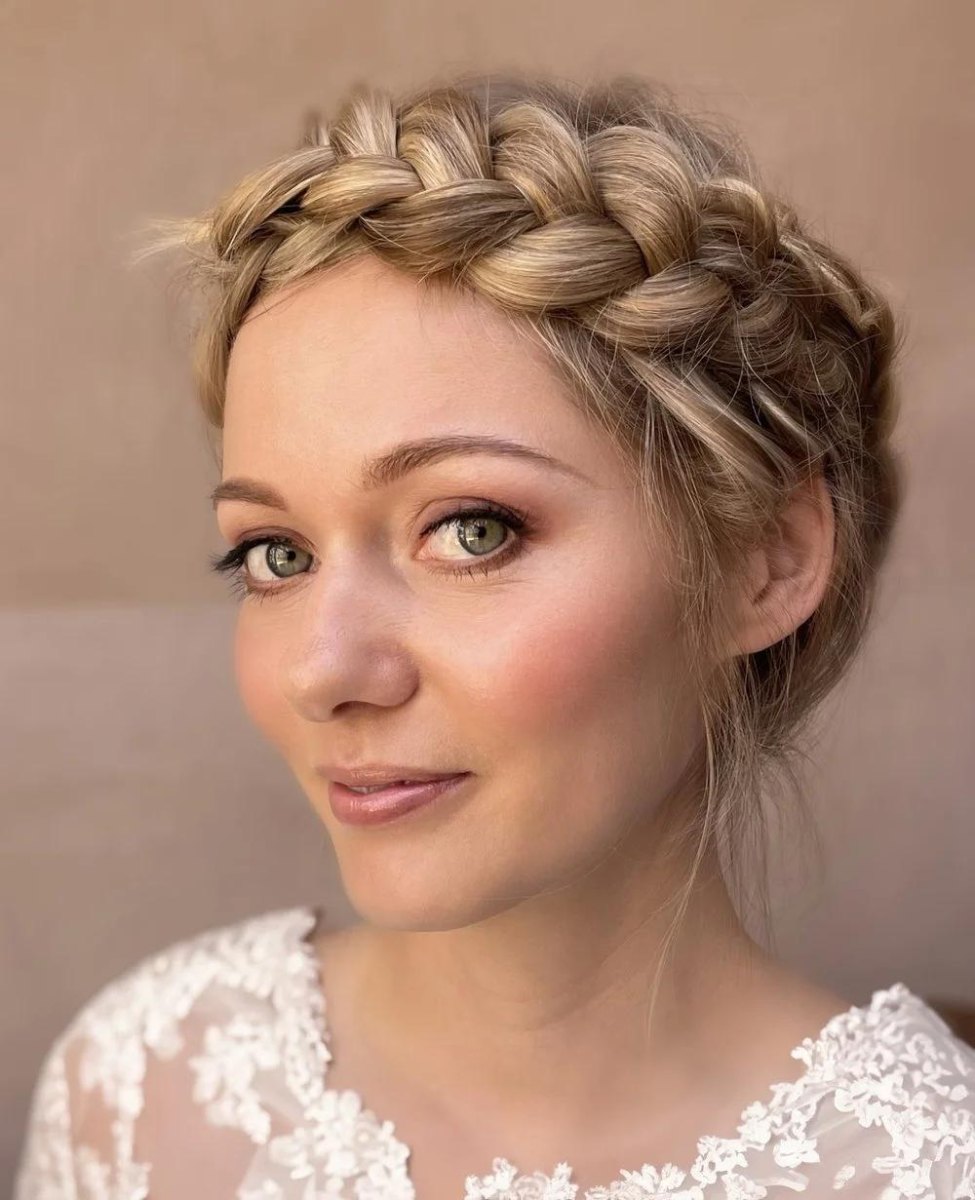 Crown braid bridal hairstyle