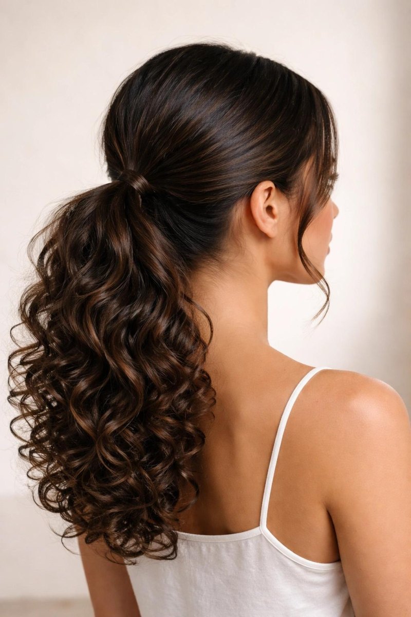 Curly low ponytail hairstyle