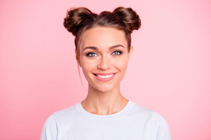 Cute space buns hairstyle
