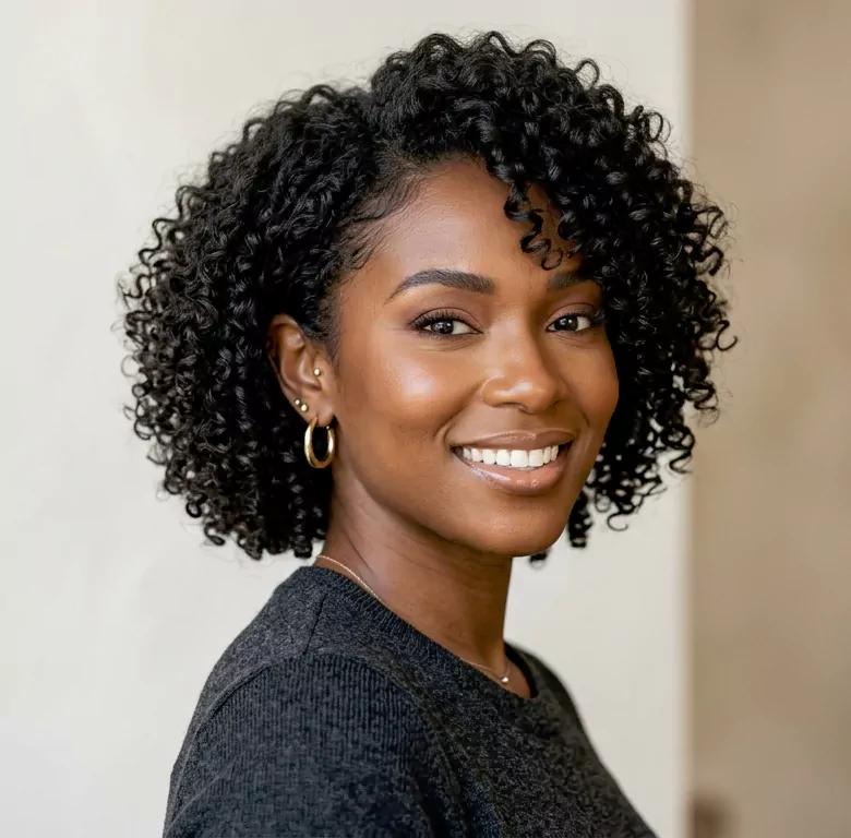 Defined curly bob haircut with curls