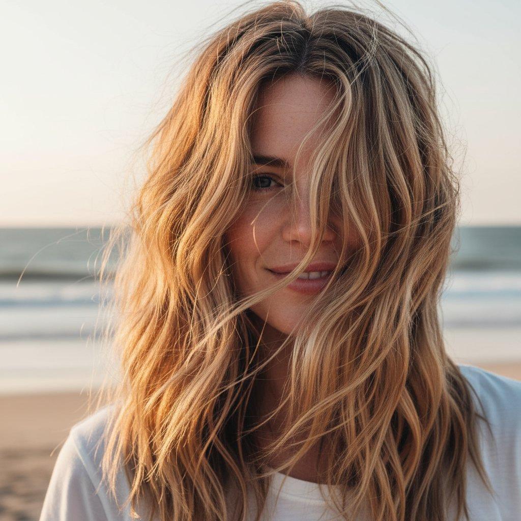Woman with effortless beach waves