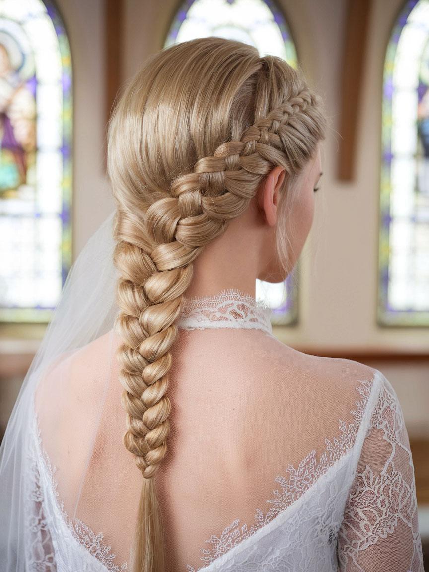 Elegant French braided wedding hair