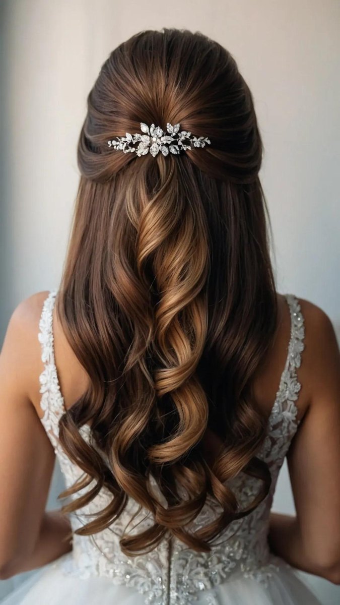 Elegant bridal half-up hairstyle