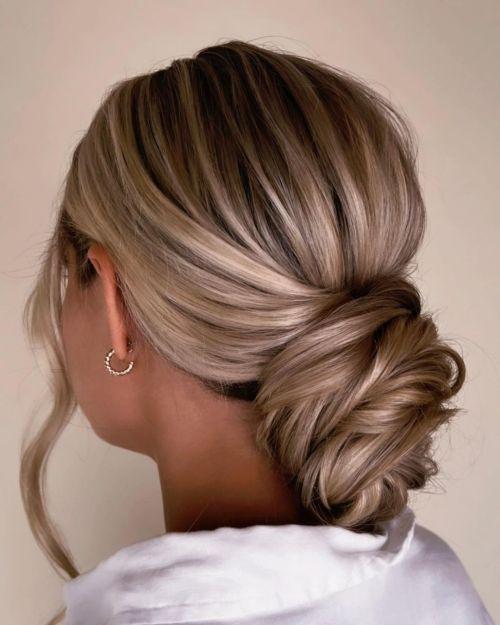 Elegant low bun for long hair
