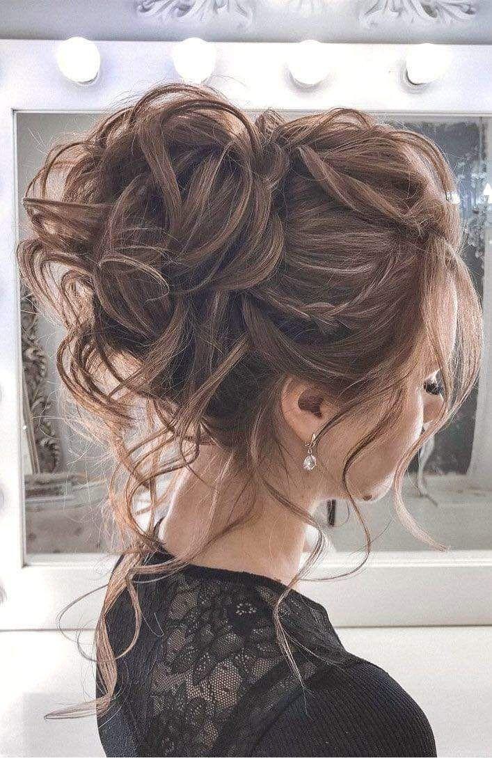 Messy bun on long hair