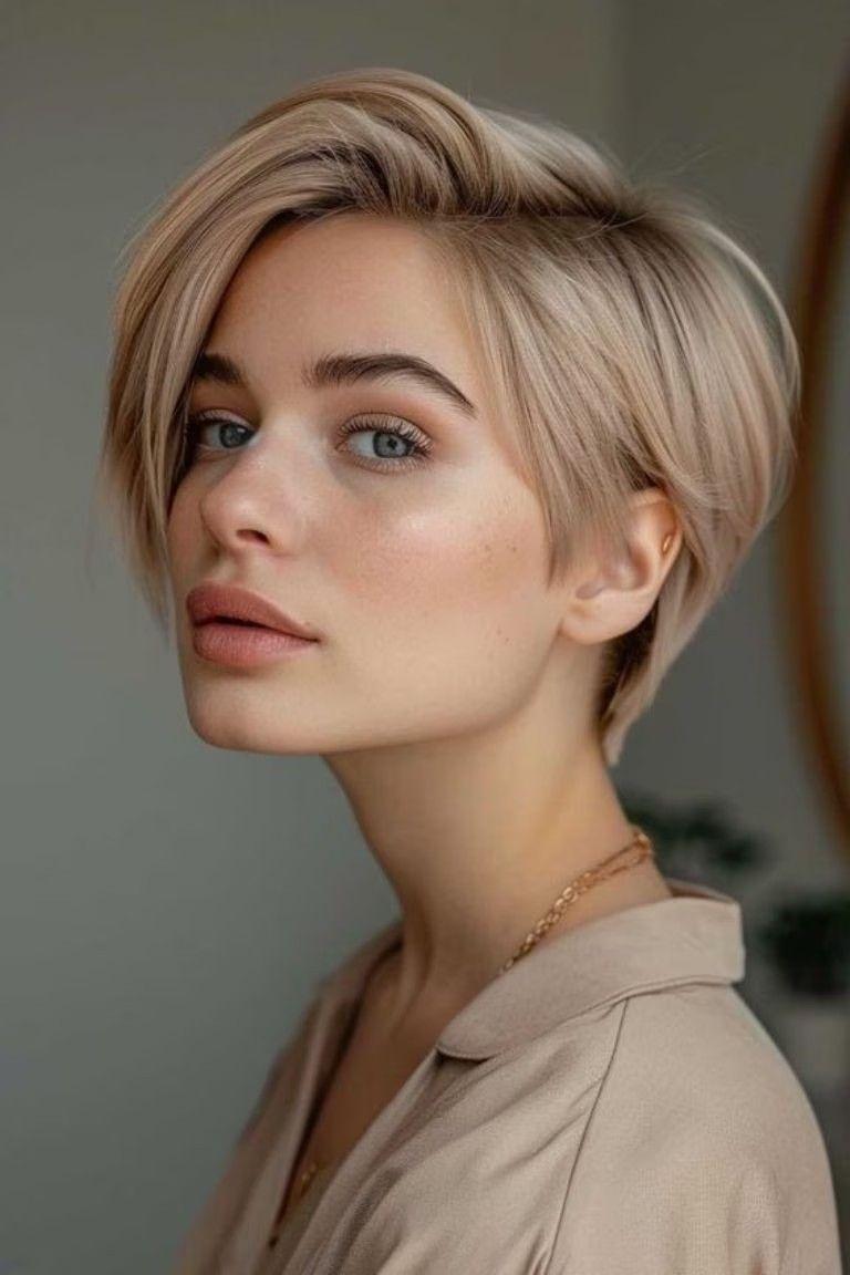 Elegant short haircut for fine hair