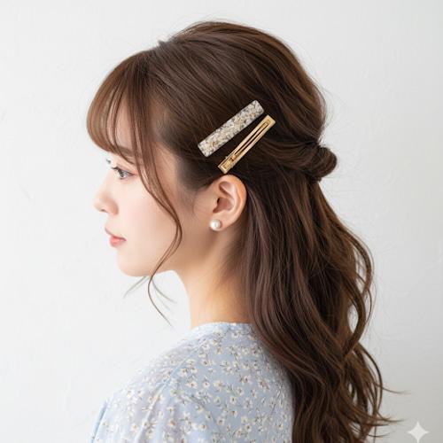 Woman wearing hairstyle with accessories