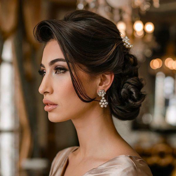 Formal evening updo with elegant styling