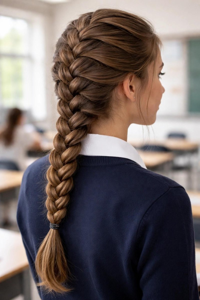 French braid school hairstyle
