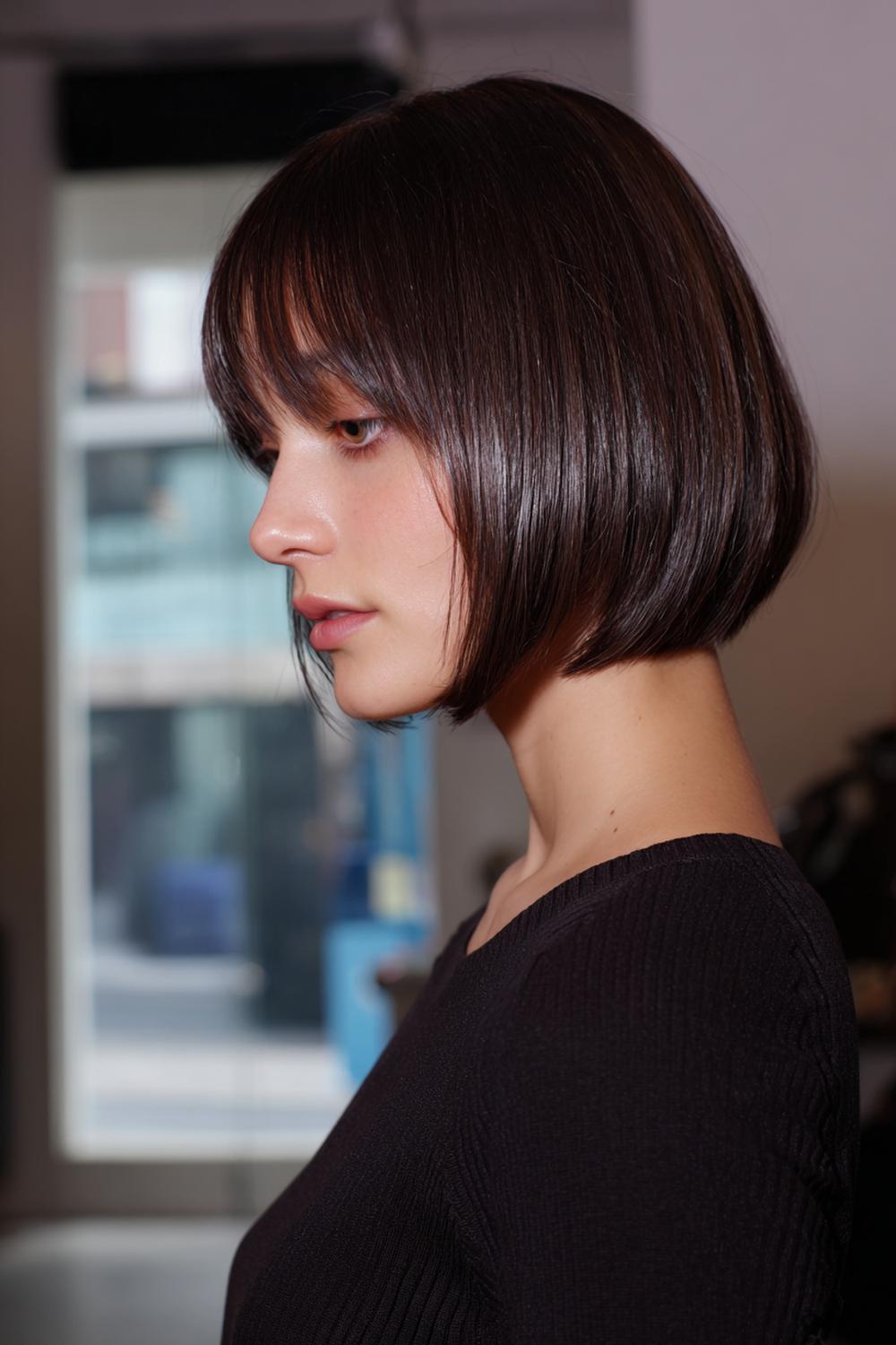 1. Fresh Hair Ideas 2026: Glass-Shine Micro Bob with Tucked Ends