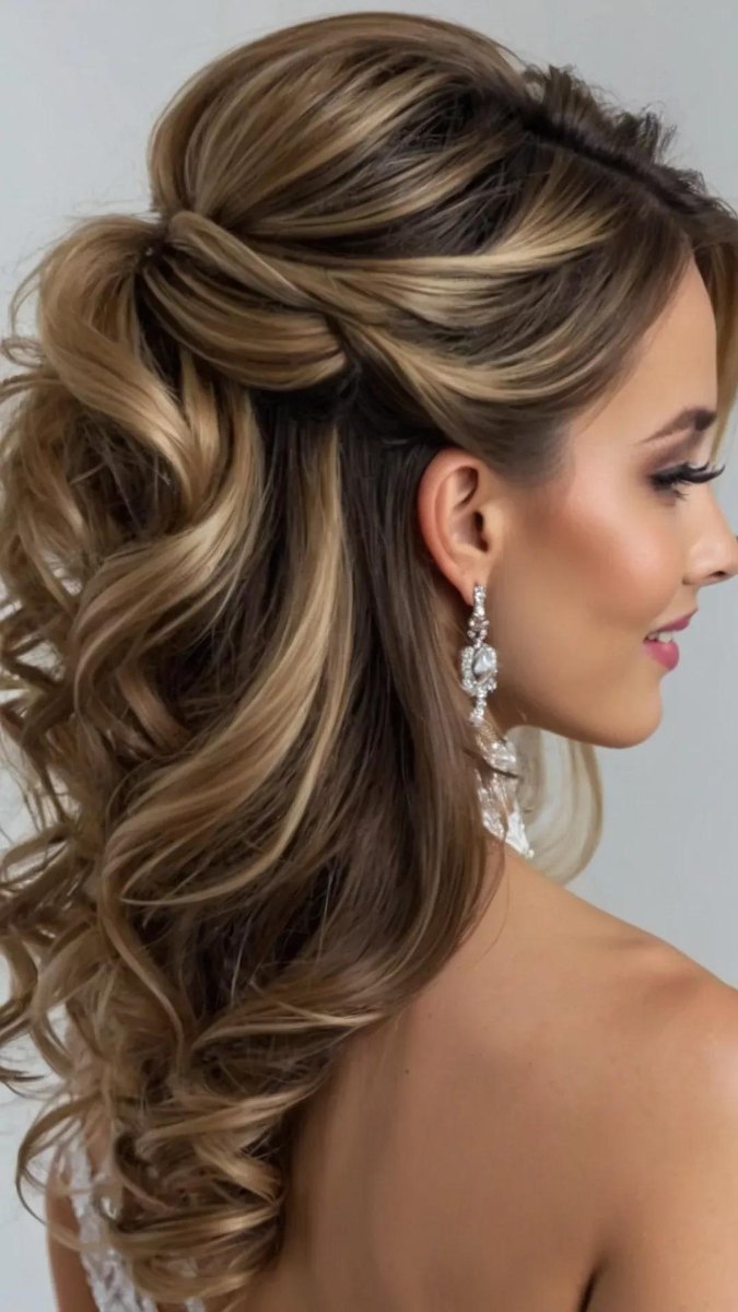 Glamorous half updo for special events