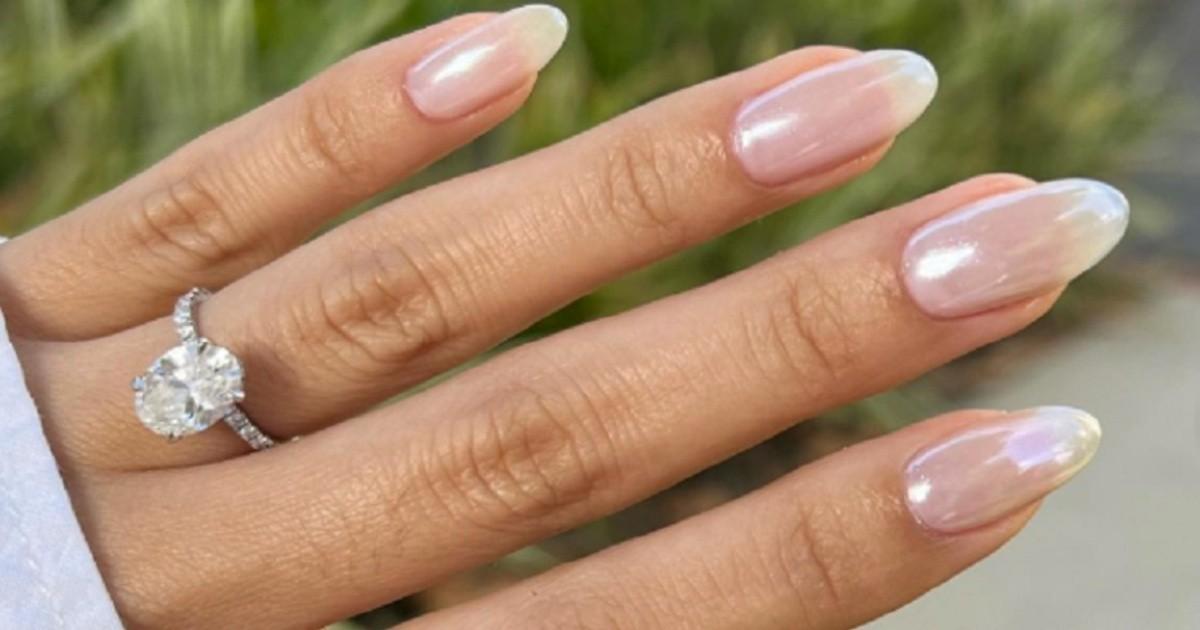 Glazed donut French tip manicure