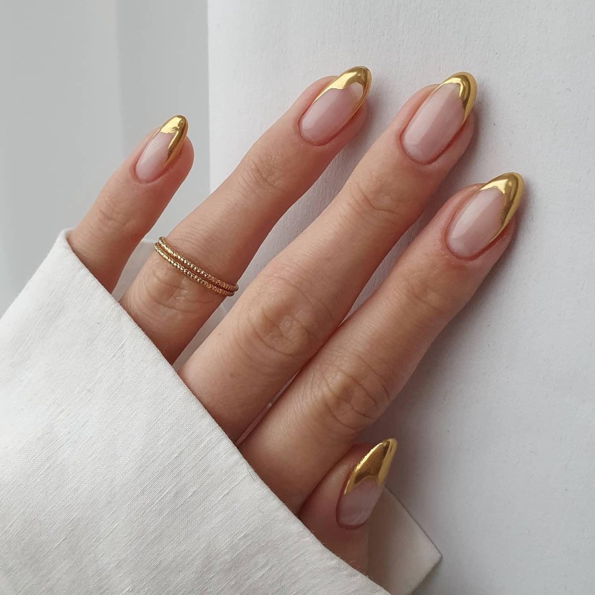 Gold accent French nails