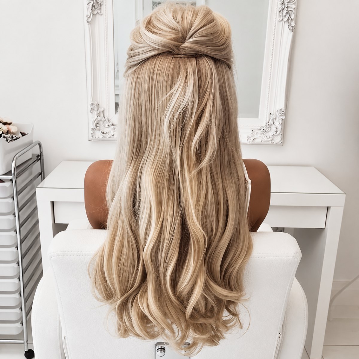 Half up half down hairstyle