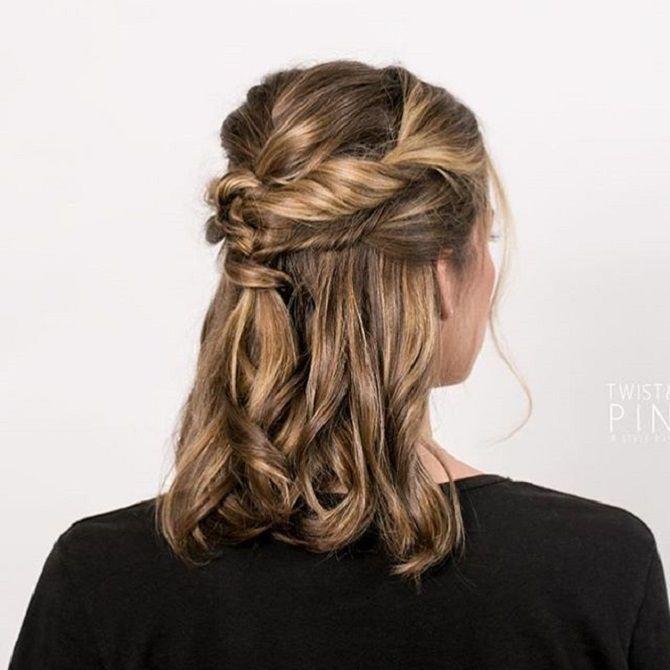 Half up half down hairstyle medium length hair