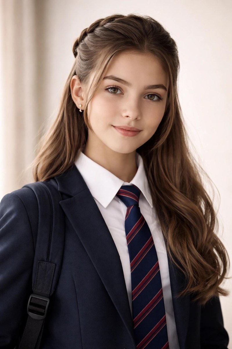 Half up half down school hairstyle