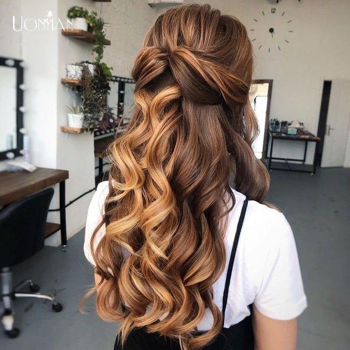 Half up half down long hairstyle