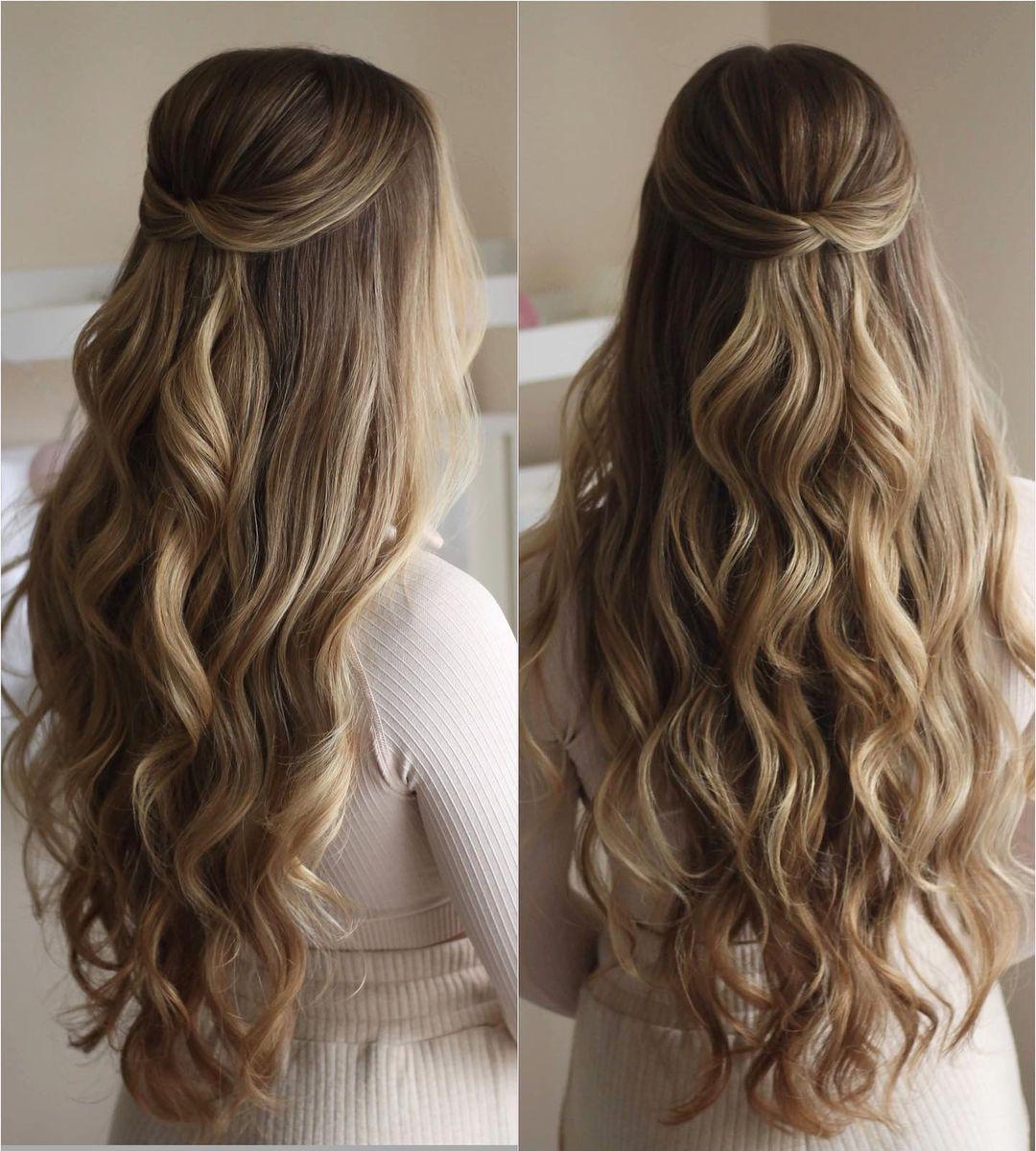 Long hair half-up hairstyle