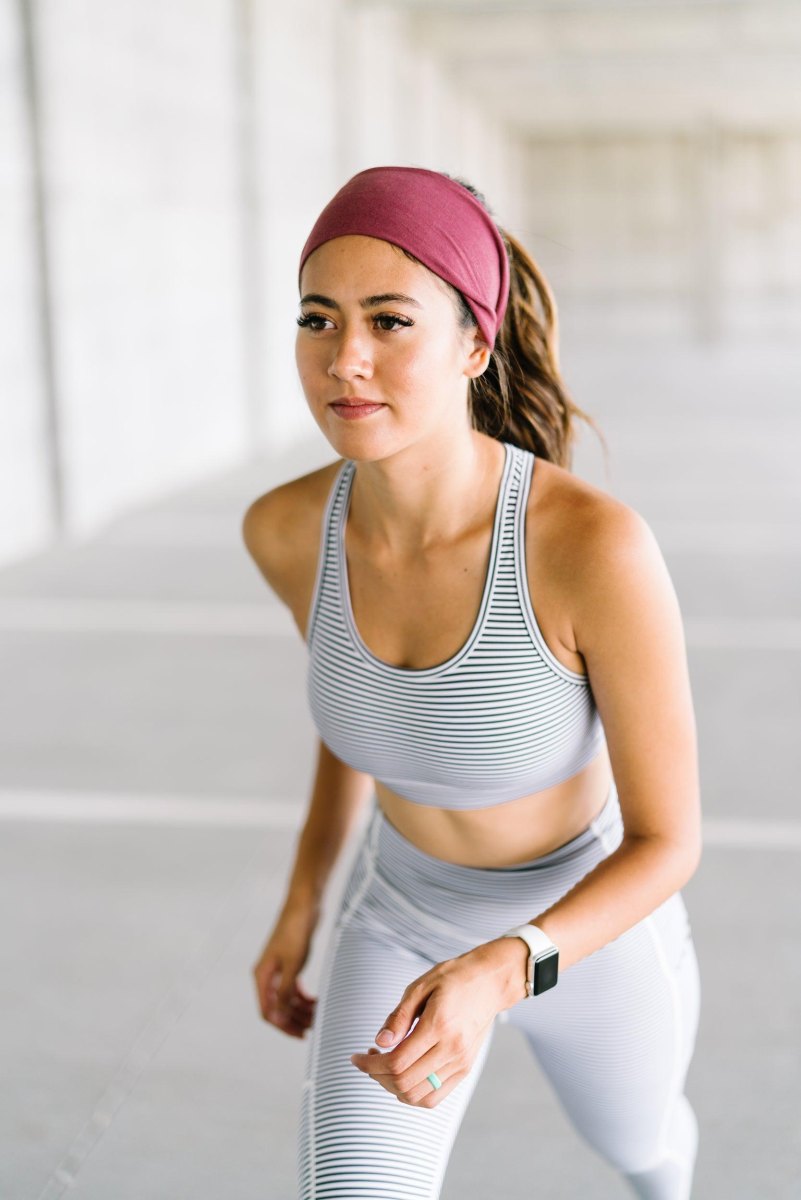 Woman wearing headband during workout