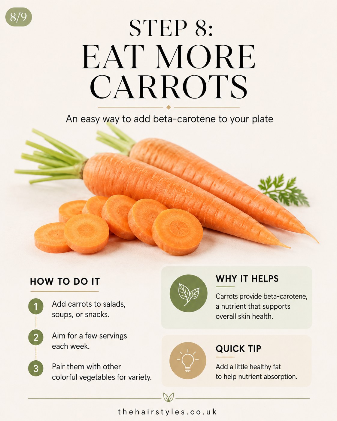 Fresh whole and sliced carrots, a beta-carotene rich food for hormonal acne remedies
