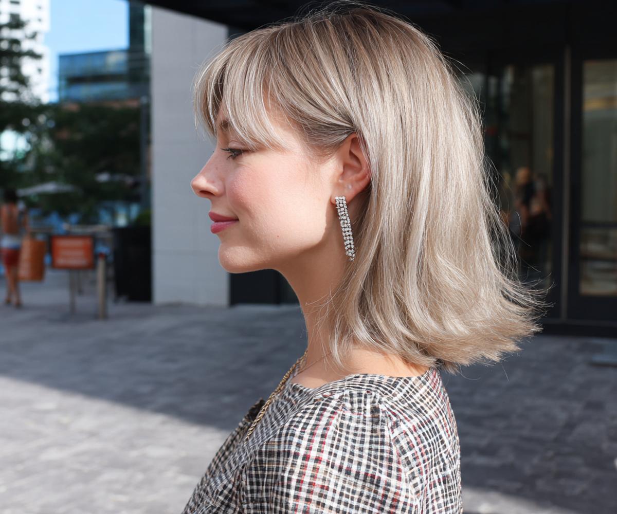 Ash Blonde Bob With Bangs