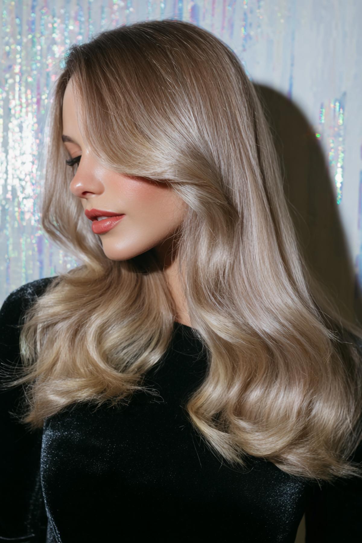 Long Ash Blonde Blowout