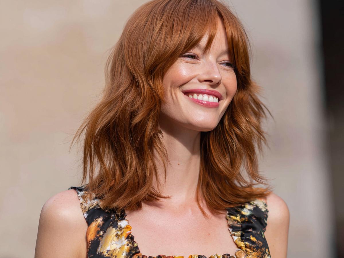 Medium Copper Shag With Bangs