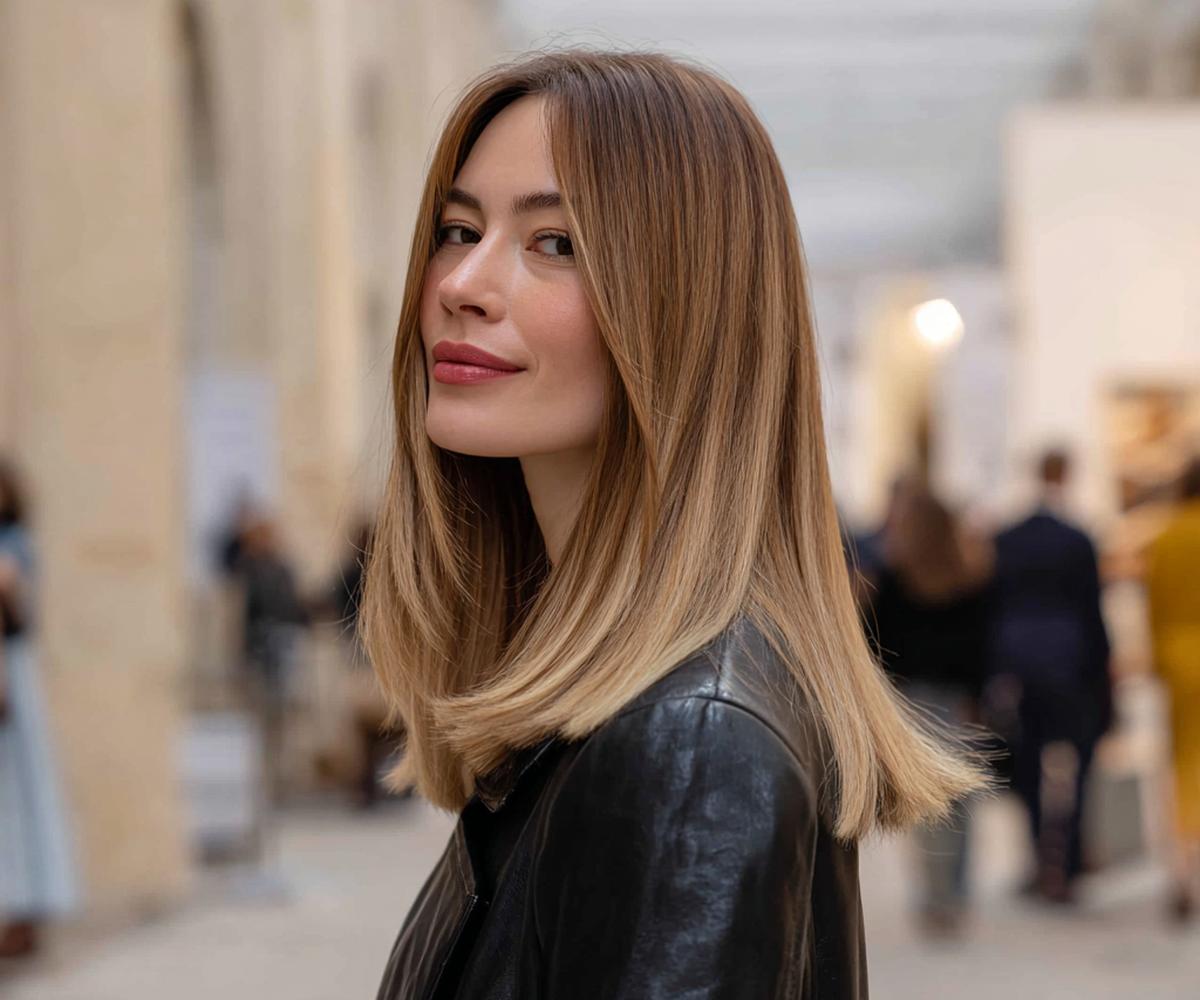 Medium Straight Balayage Lob