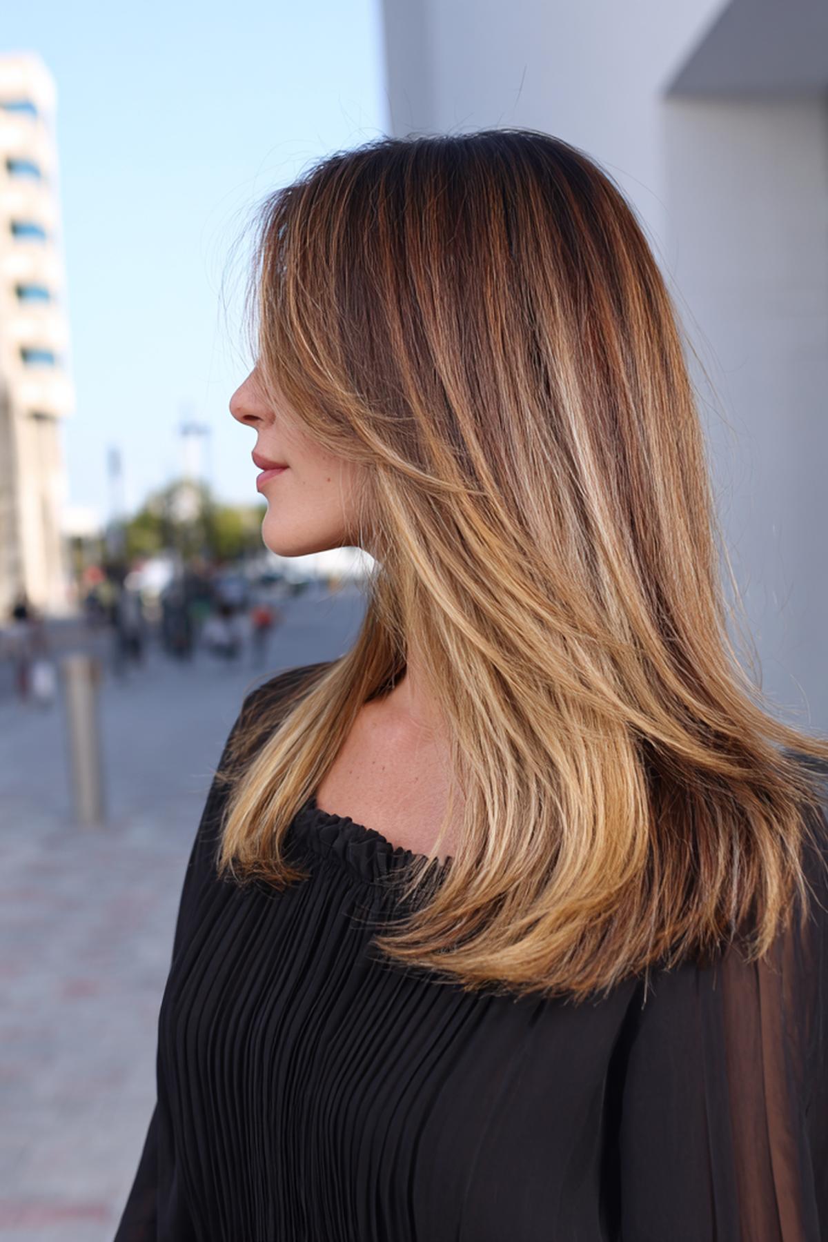 Honey Balayage Face Framing Layers