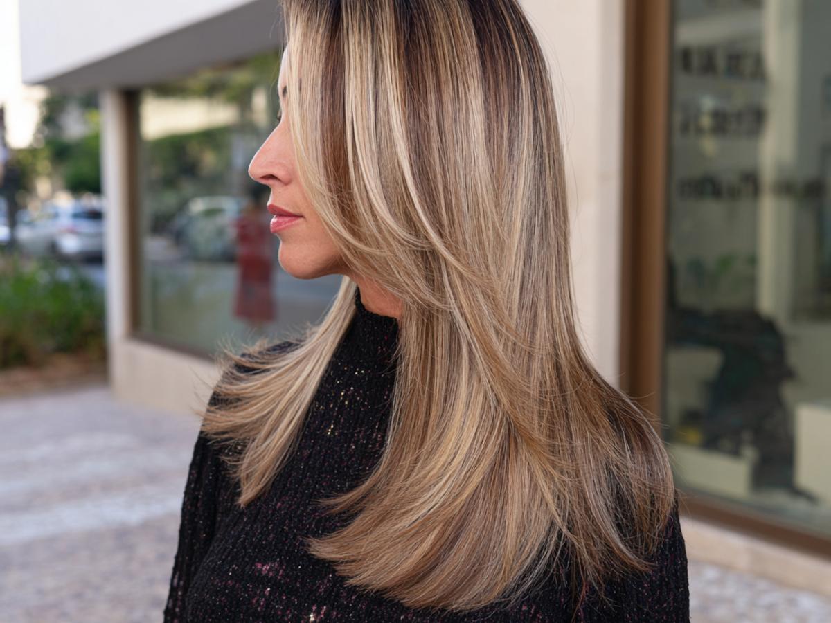 Layered Blonde Balayage Straight