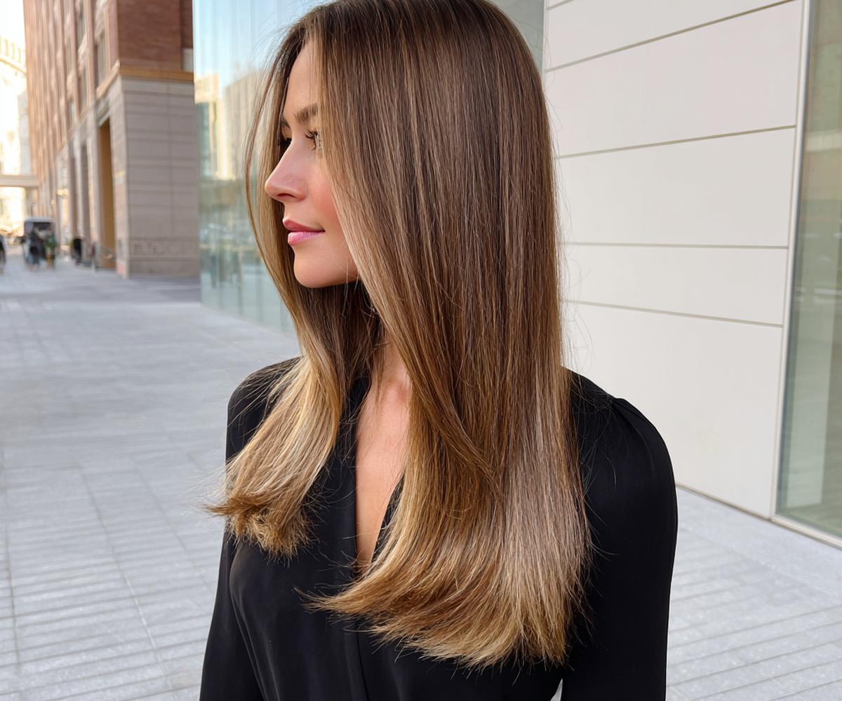 Long Straight Caramel Balayage