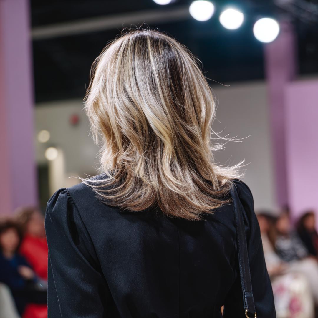 Layered Medium Cut Blonde Highlights