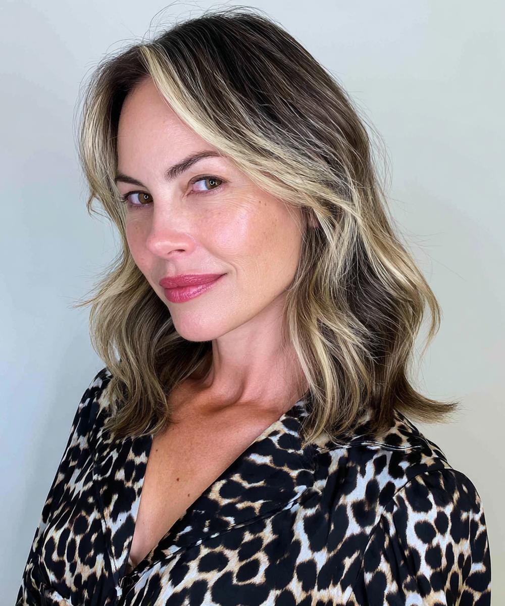 Dark Lob Blonde Highlights