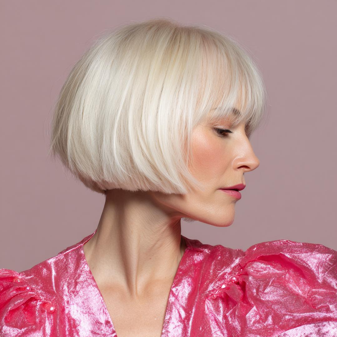 Platinum Blunt Bob With Bangs
