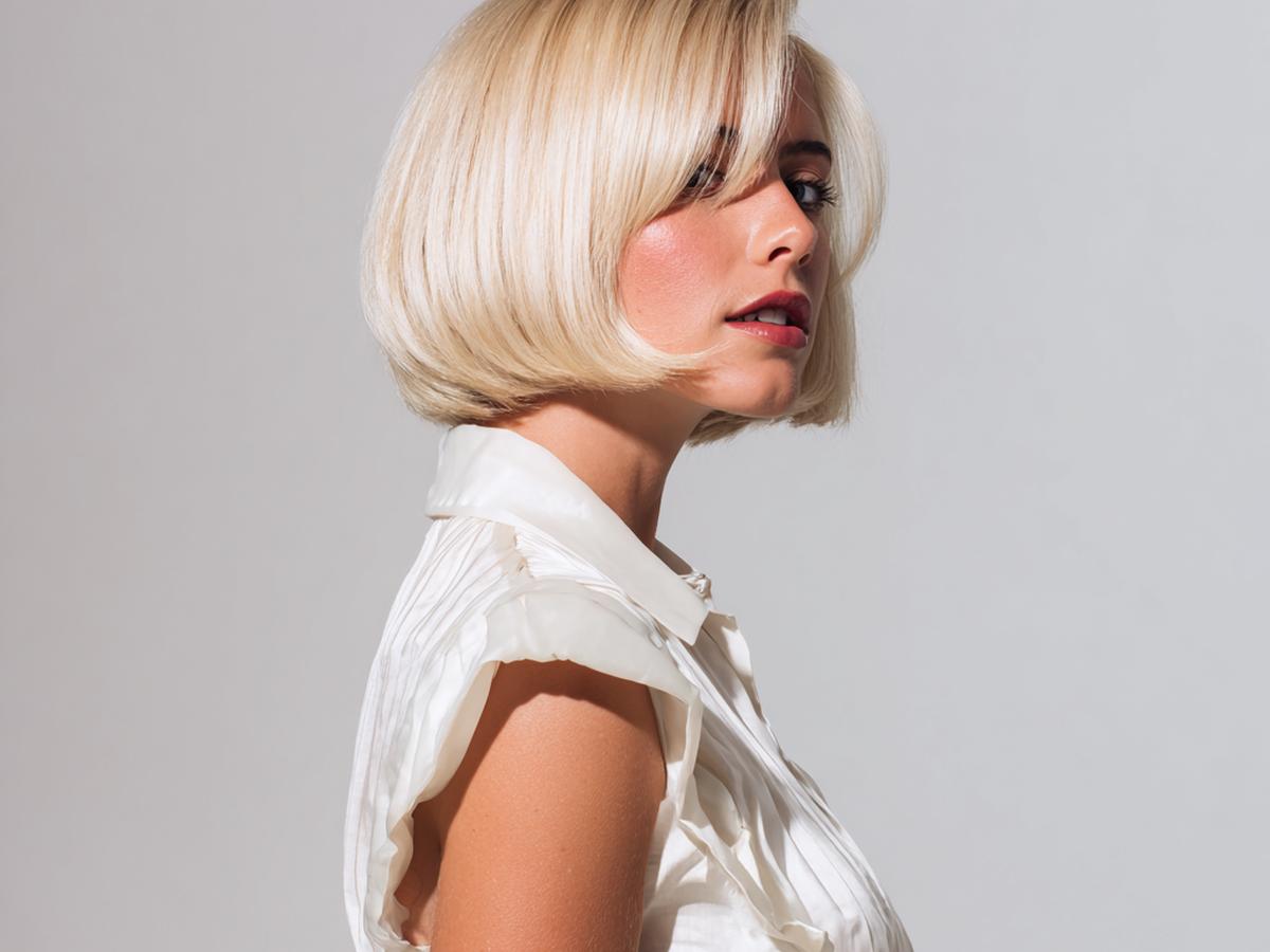 Sleek Blonde Bob Side Sweep