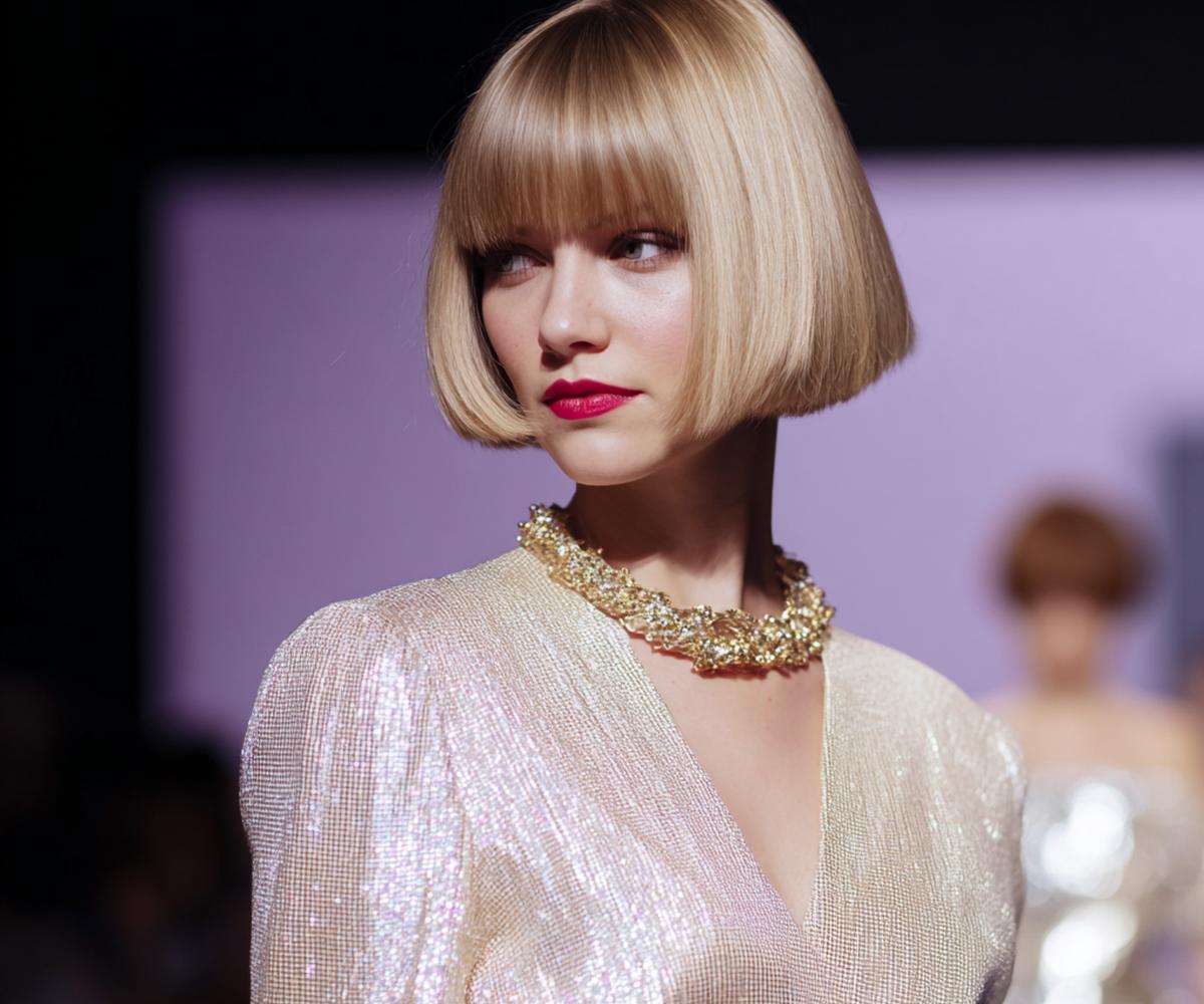 Blunt Blonde Bob With Fringe