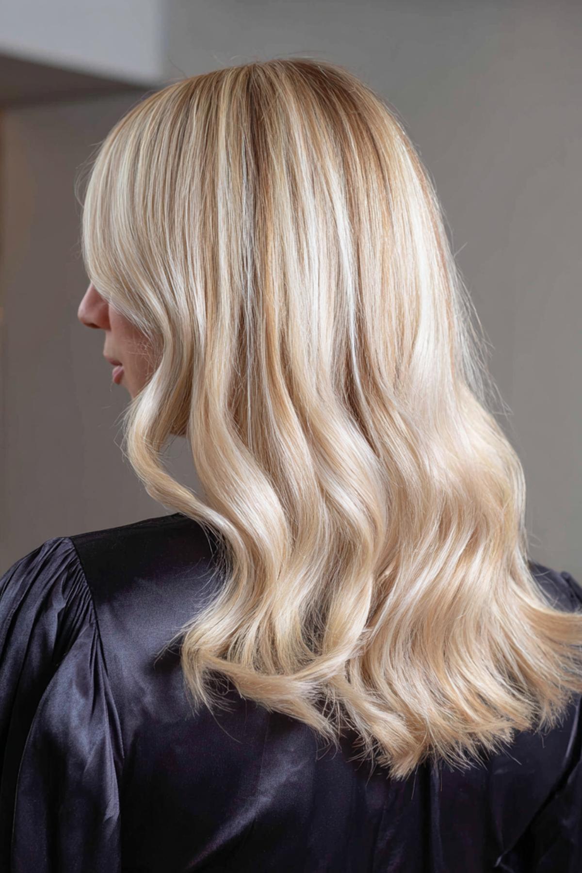 Soft Blonde Waves With Lowlights